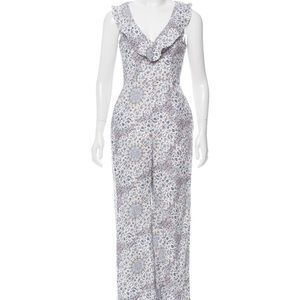 Zimmermann Sleeveless Ruffle Linen Jumpsuit